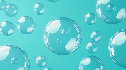 Bubbles in Various Sizes Over Teal Background