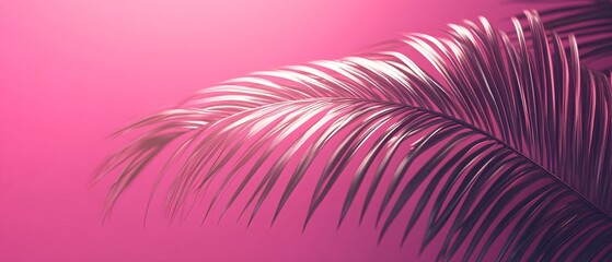 A vibrant palm leaf against a bright pink background, capturing the essence of tropical beauty and relaxation for a refreshing visual experience.