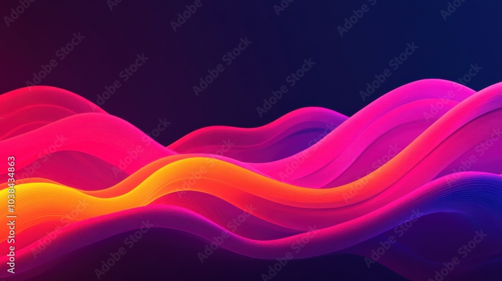 Poster neon abstract fluid waves in colorful display