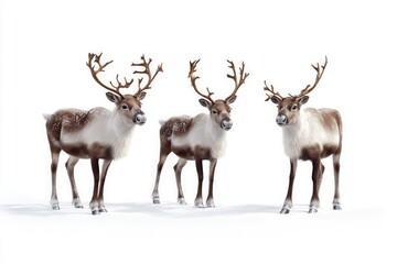 Santa reindeers full body on a white background