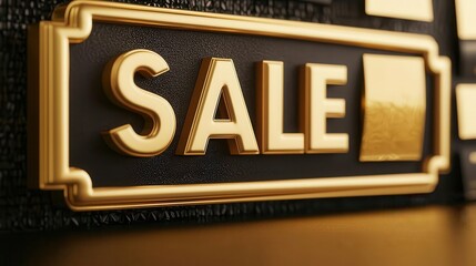 Obraz premium Close-up of a stylish 'SALE' sign highlighting promotional offers in an elegant format, perfect for retail marketing and advertising.
