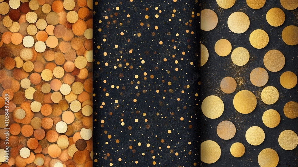 Poster golden bokeh patterns on dark backgrounds