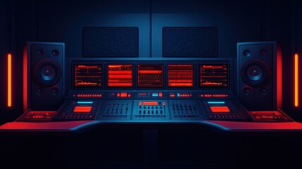 Fototapeta premium Futuristic 3D Soundboard with Red Lighting Effects