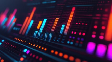 Fototapeta premium Vibrant 3D Equalizer Bars with Glowing Effects