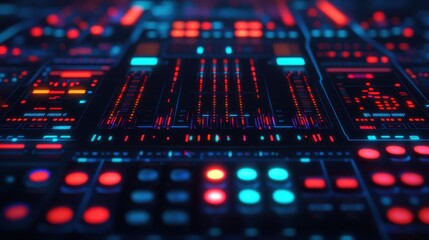 Obraz premium Holographic 3D Music Equalizer Interface Design