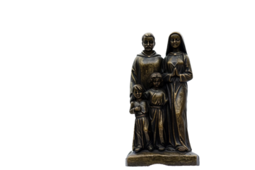 Connecting with the departed: families at the graves of their loved ones isolated on transparent background