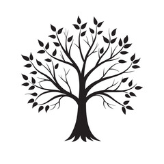 Elegant Tree and Branches Silhouette Vector Illustration