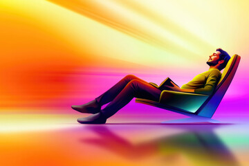 Lesen und Entspannung im Regenbogenlicht &ndash; Modernes Konzept f&uuml;r Freizeit, Bildung und Ruhe und Entspannung 