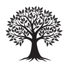 Elegant Tree and Branches Silhouette Vector Illustration