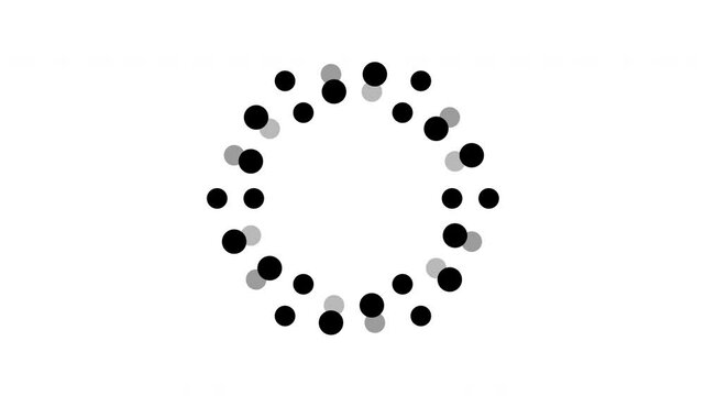 dot animated loading, abstract pattern motion graphic rotating round animation