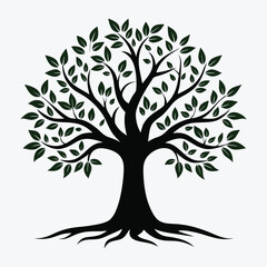 Obraz premium Elegant Tree and Branches Silhouette Vector Illustration