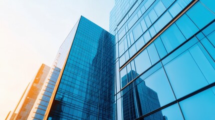 Fototapeta premium Modern Architectures with Glass Facades in City Skyline