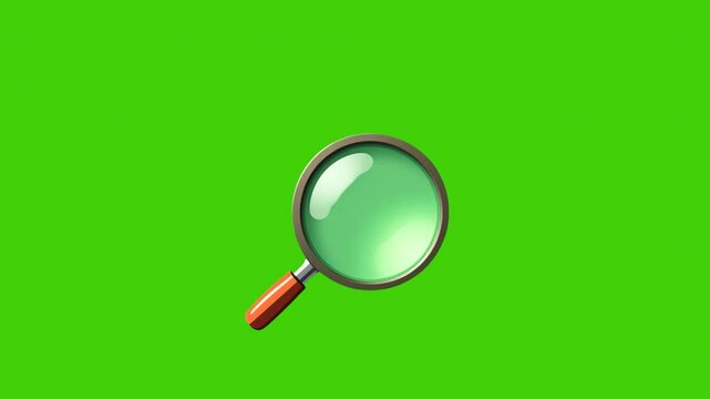 4k magnifying glass icon isolated on green screen