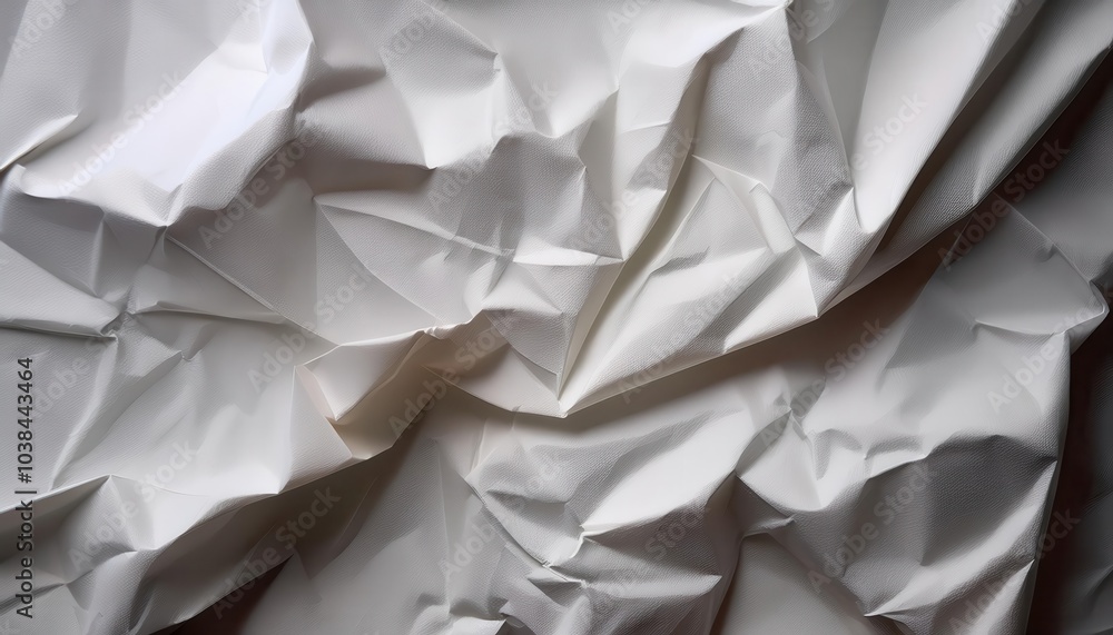 Poster textured beige crumpled paper background. abstract wrinkled surface with light and shadow play, idea