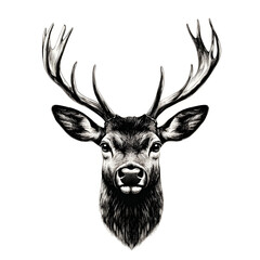 Naklejka premium Stunning deer illustration with majestic antlers and detailed features
