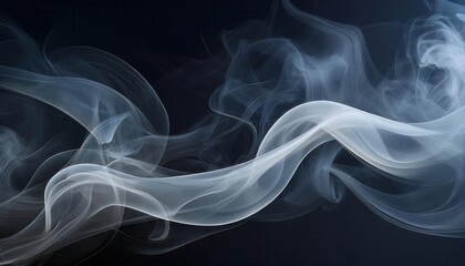 Ethereal White Smoke Swirls in Motion Against a Deep Dark Background, Perfect for Abstract Art, Atmospheric Design, Mystical Concepts, and Dreamy Vapor Themed Creative Projects