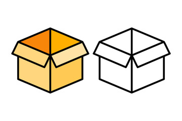 Single packing box icon object cartoon, sticker flat vector Print