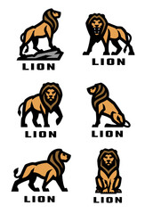 A set of logos with lions.