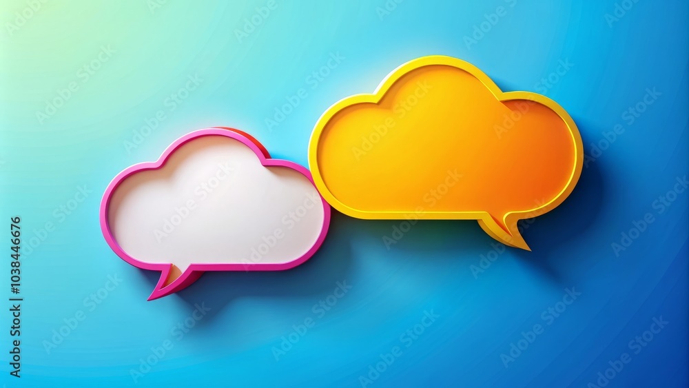Poster a 3d vector illustration featuring two speech clouds, designed with ample copy space, ideal for conv