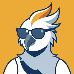 Cockatoo mascot logo on sun glass Adobe Illustrator Artwork