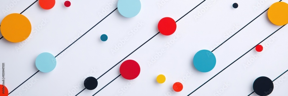 Aufkleber Scattered circles in various colors align diagonally across a grid, creating an eye-catching abstract geometric pattern. Generative AI