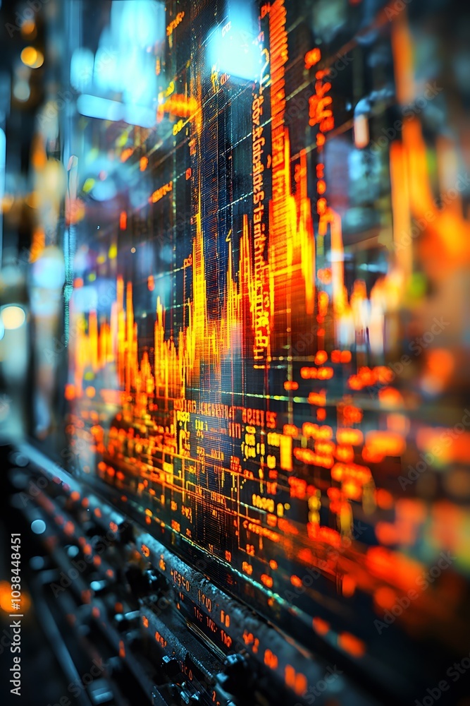 Aufkleber abstract visualization of data with vibrant colors representing trends and fluctuations.
