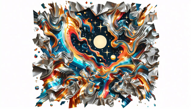background of aluminium foil. foil inspired by colourful night.