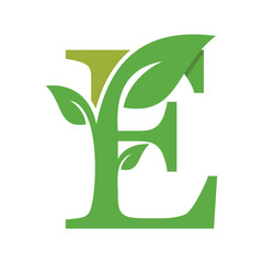 leaf design with a creative concept of the letter e combination