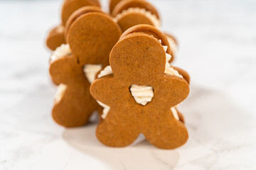 Handcrafted Gingerbread Cookie Sandwiches with Eggnog Buttercream