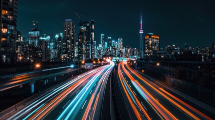 Cityscape with Light Trails