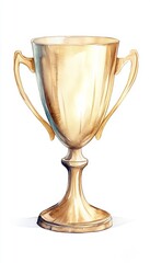 A golden trophy stands tall with ornate handles, symbolizing victory and achievement in competitions and awards.