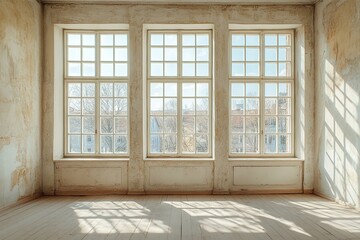 Fototapeta premium After renovations, empty a room in your house. Generative Ai