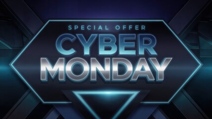 Obraz premium Cyber Monday special offer banner with dynamic text and modern design.