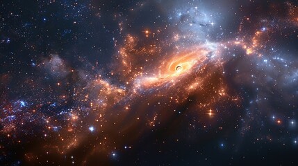 Obraz premium A stunning depiction of a galaxy, showcasing swirling stars and cosmic phenomena.