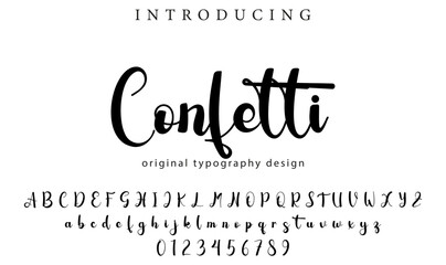 Confetti Font Stylish brush painted an uppercase vector letters, alphabet, typeface