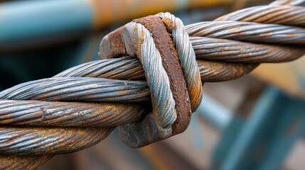 Macro images showcasing the intricate waste of iron and other metals, highlighting the textures and details of discarded wire and steel cables, revealing their unique patterns and industrial beauty
