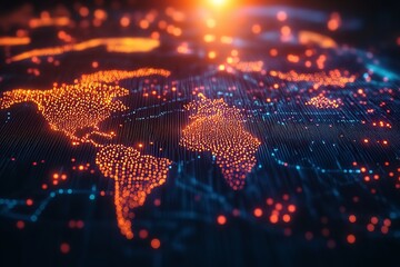 A visually arresting picture of an illuminated world map. Generative Ai