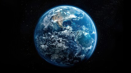 A stunning view of Earth from space, showcasing its blue oceans and swirling clouds.