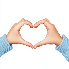 Obraz premium Two hands forming a heart shape, representing love and connection, isolated on a white background.