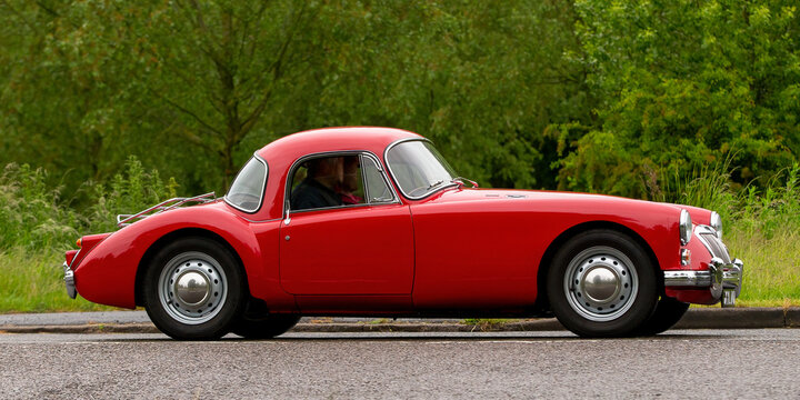  1959 red MGA classic sports car