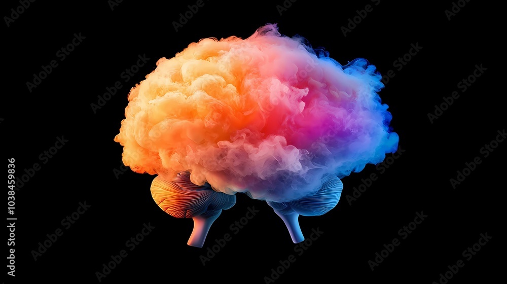 Aufkleber a colorful cloud shaped like a brain with the bottom two lobes separated.