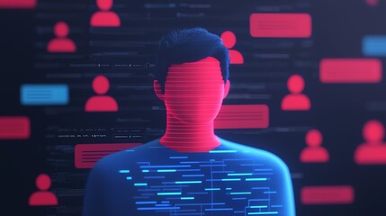 AI system making hiring recommendations, employee data privacy notice, 3D illustration