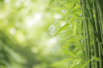Close-up of green bamboo stalks showcasing lush textures against nature's vibrant backdrop