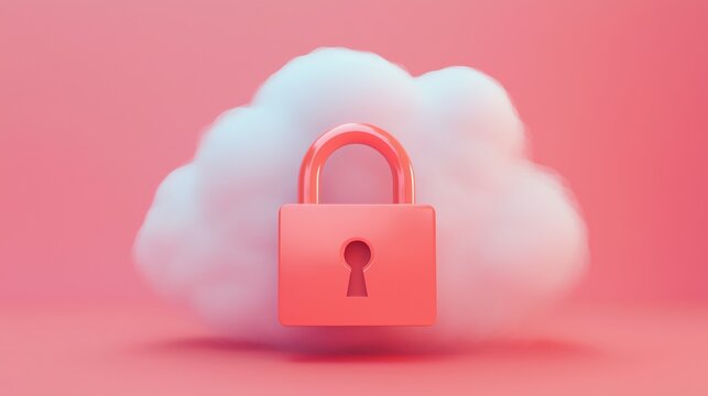 Cloud storage access denial, security symbol interface, 3D illustration