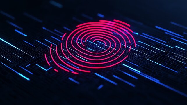 Floating neural matrix scanning user s biometric ID, AI authentication, personal data safety, 3D illustration