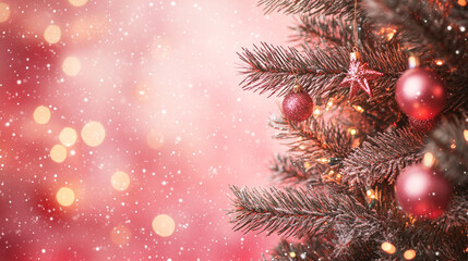 Festive Christmas tree adorned with ornaments and lights during a joyful holiday celebration