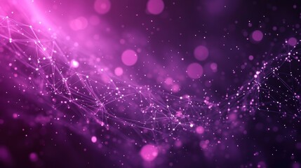 Abstract Purple Network with Glowing Particles