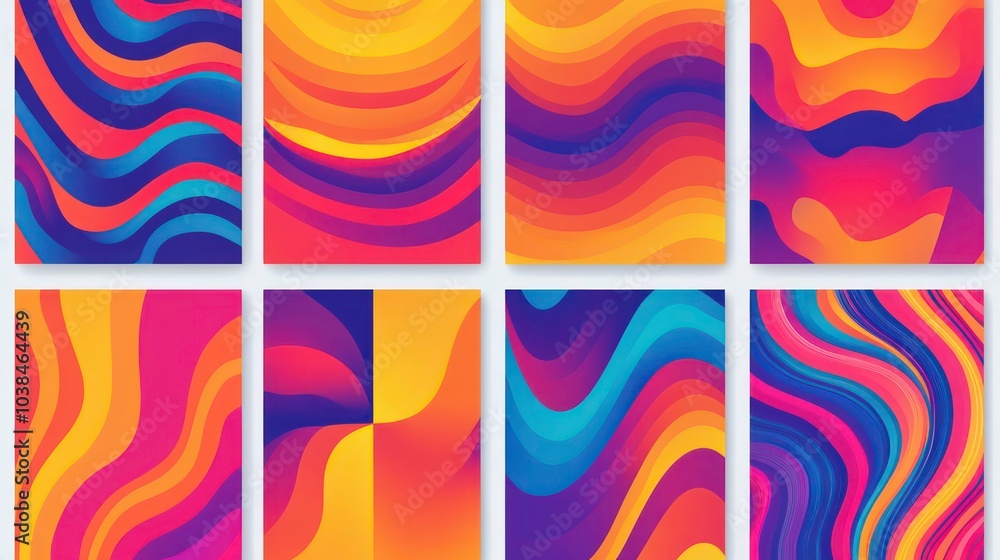 Poster abstract colorful wavy pattern backgrounds with vibrant gradients and liquid shapes.