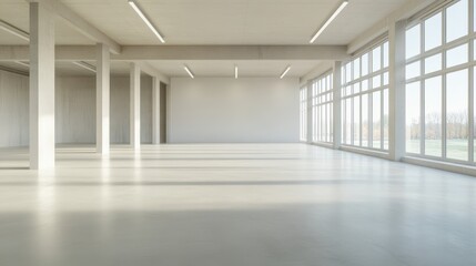 Obraz premium A large, empty room with white walls and a white ceiling