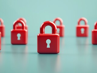 Security warnings overlaid on sensitive information, 3D illustration